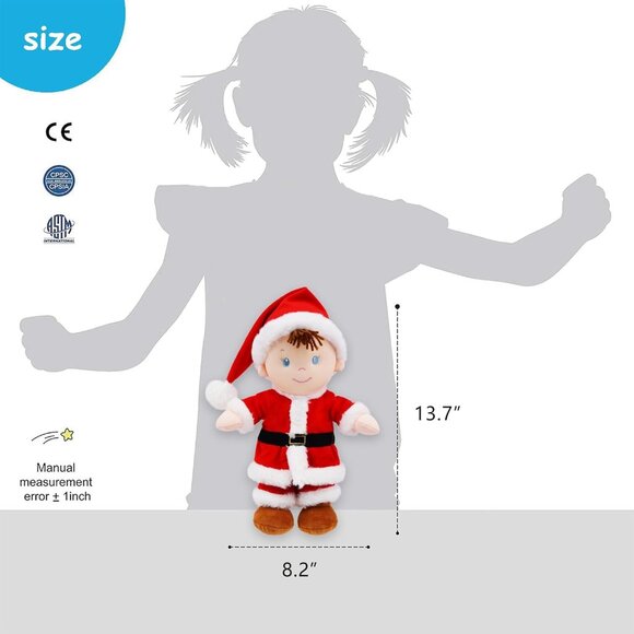 June Garden 14 Inch Soft Dolly Santa Baby Boy Doll Christmas Special Edition - Picture 5 of 5